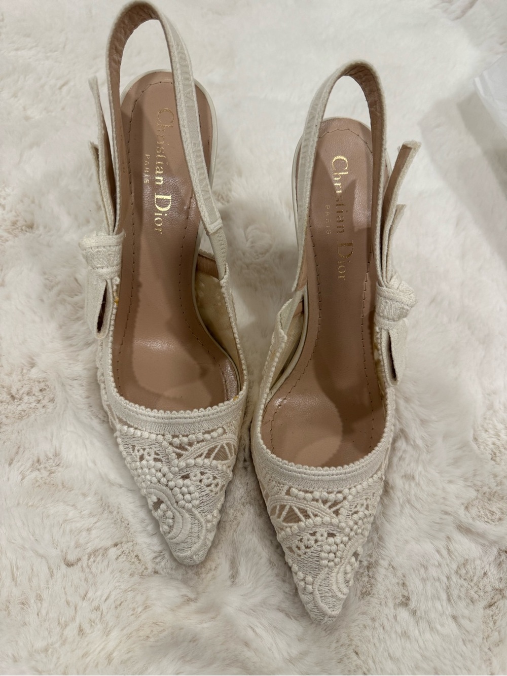 Christian Dior J'adior lace and leather slingback pumps - Picture 3 of 12